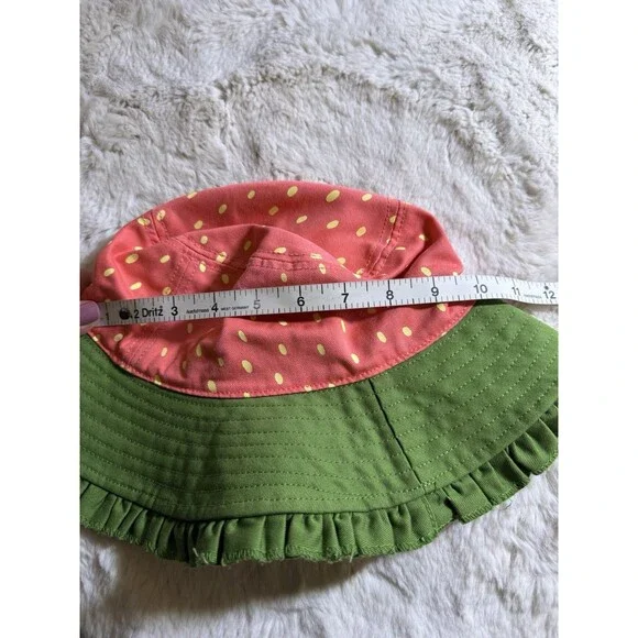 Strawberry Bucket Sun Hat Pink Green Ruffle Excellent Cute Feminine Girly - Picture 6 of 6